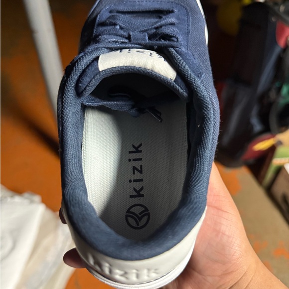Kizik Prague Navy Blue Size Mens 6 Women’s 7.5 Canvas Suede Sneakers Hands Free - Picture 7 of 7